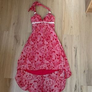 Red Paisley Halter Dress